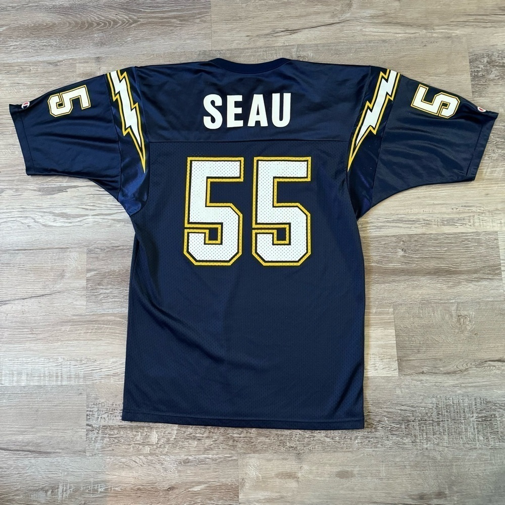 Vintage Champion San Diego Chargers Junior Seau jersey navy yellow men size 44 - Picture 2 of 7